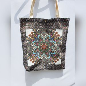 Princess Floral Mandala Big Canvas Tote Bag New Without Tags